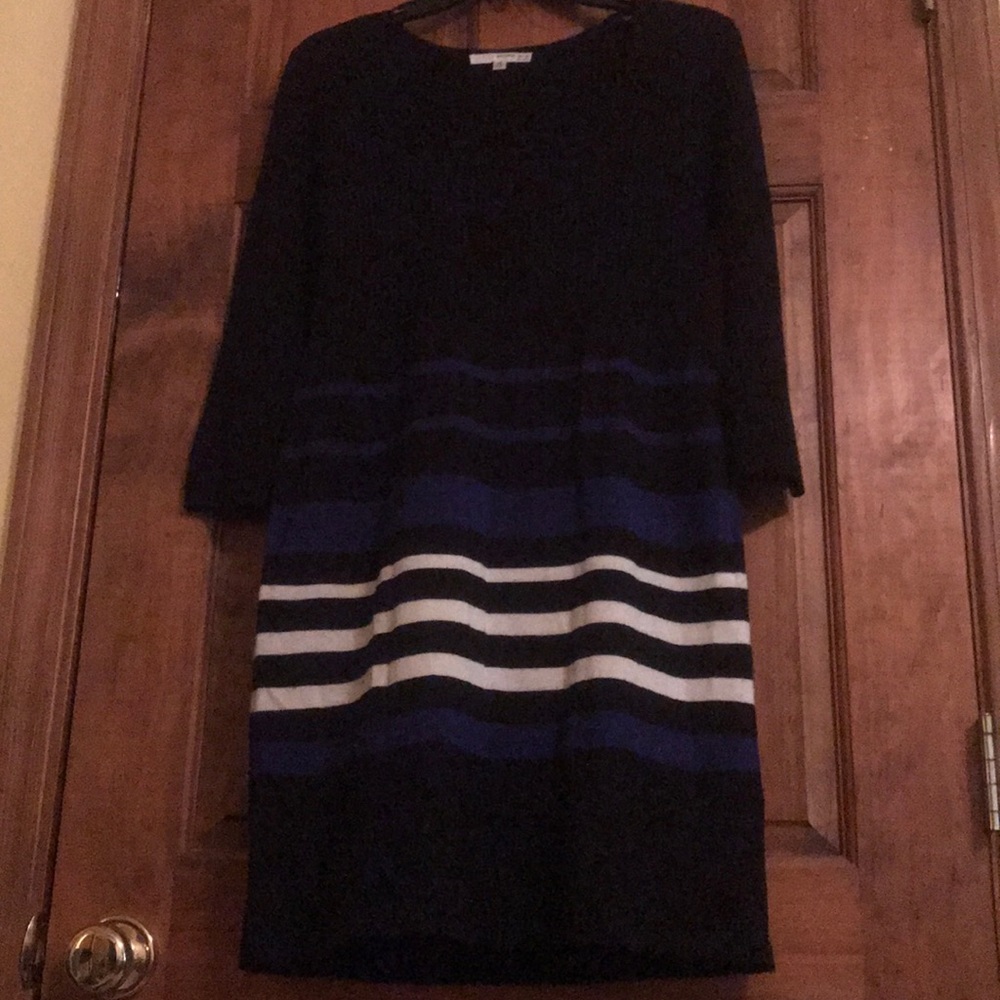 Blue, Black and White Sweater Dress- Studio One NY